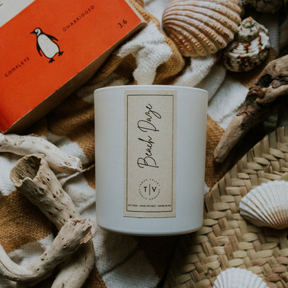 Beach Daze candle in matte white jar - creamy coconut and citrus