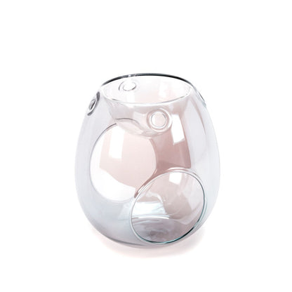 Pearl grey glass wax burner with a hand-blown pearlised finish, designed for wax melts and tealights.