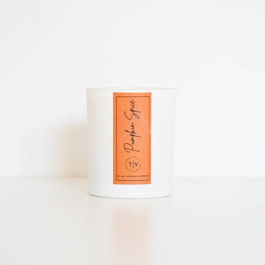 Pumpkin Spice candle hand-poured in Cornwall with nutmeg, clove and vanilla fragrance
